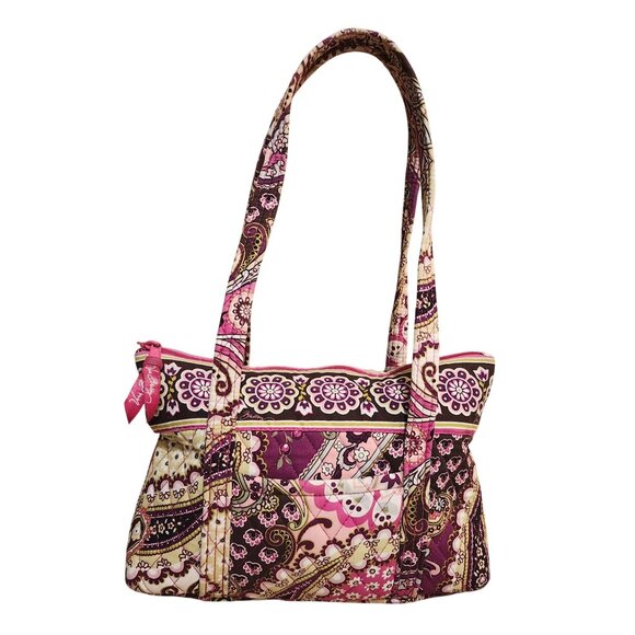 Vera Bradley Morgan Tote Bag Very Berry Paisley Pink Quilted Purse Retired 2011 - Picture 2 of 9